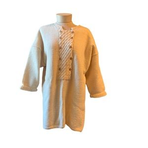 Roberta Freymann 100% Cream Wool Hand Knit Tunic for Bergdorf Goodman's NYC Sz M